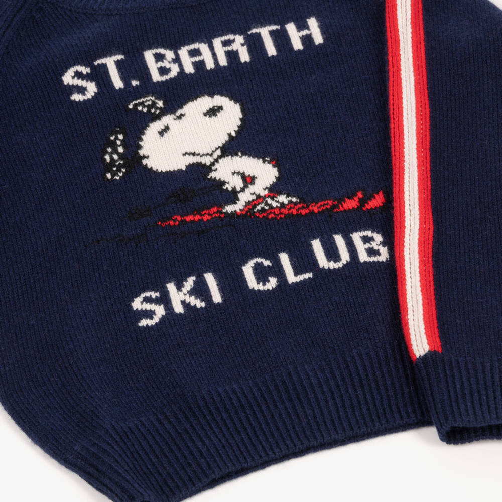 MC2 Saint Barth-Boys Navy Blue St Barth Ski Club Snoopy Sweater | Childrensalon