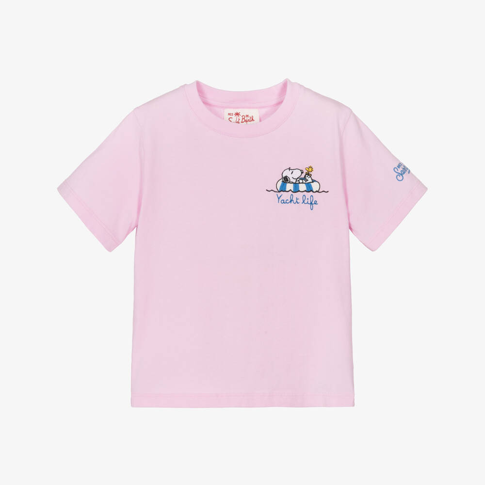 MC2 Saint Barth-Boys Pale Pink Organic Cotton Snoopy T-Shirt | Childrensalon