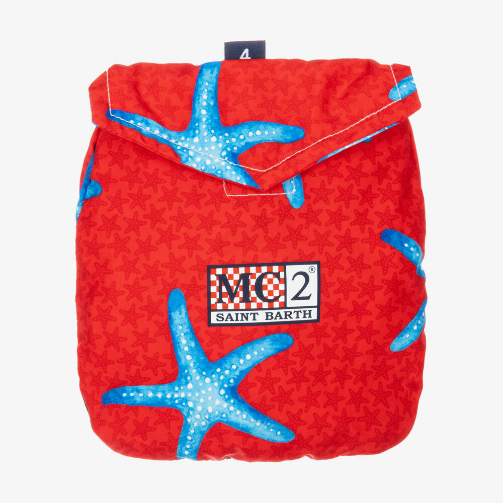 MC2 Saint Barth-Boys Red & Blue Starfish Print Swim Shorts | Childrensalon