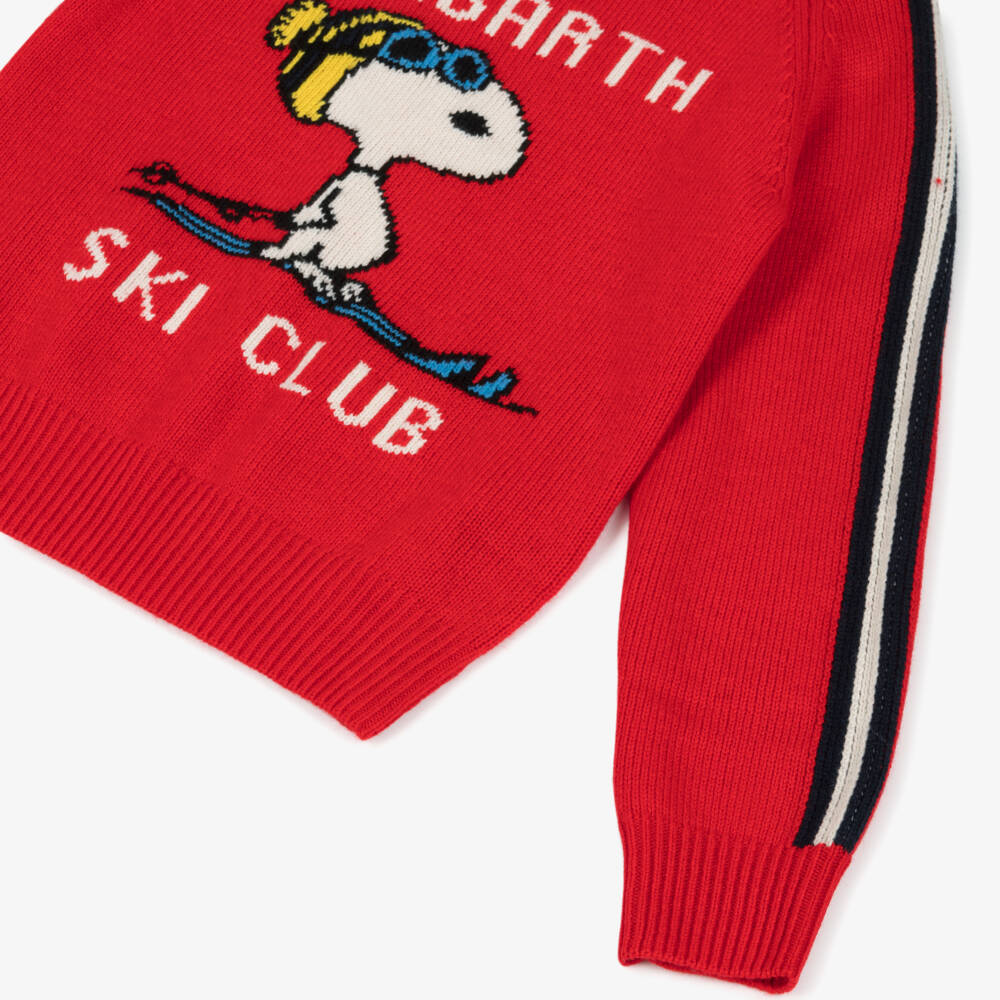 MC2 Saint Barth-Свитер красной из шерсти с полосками и Снупи для мальчиков | Childrensalon