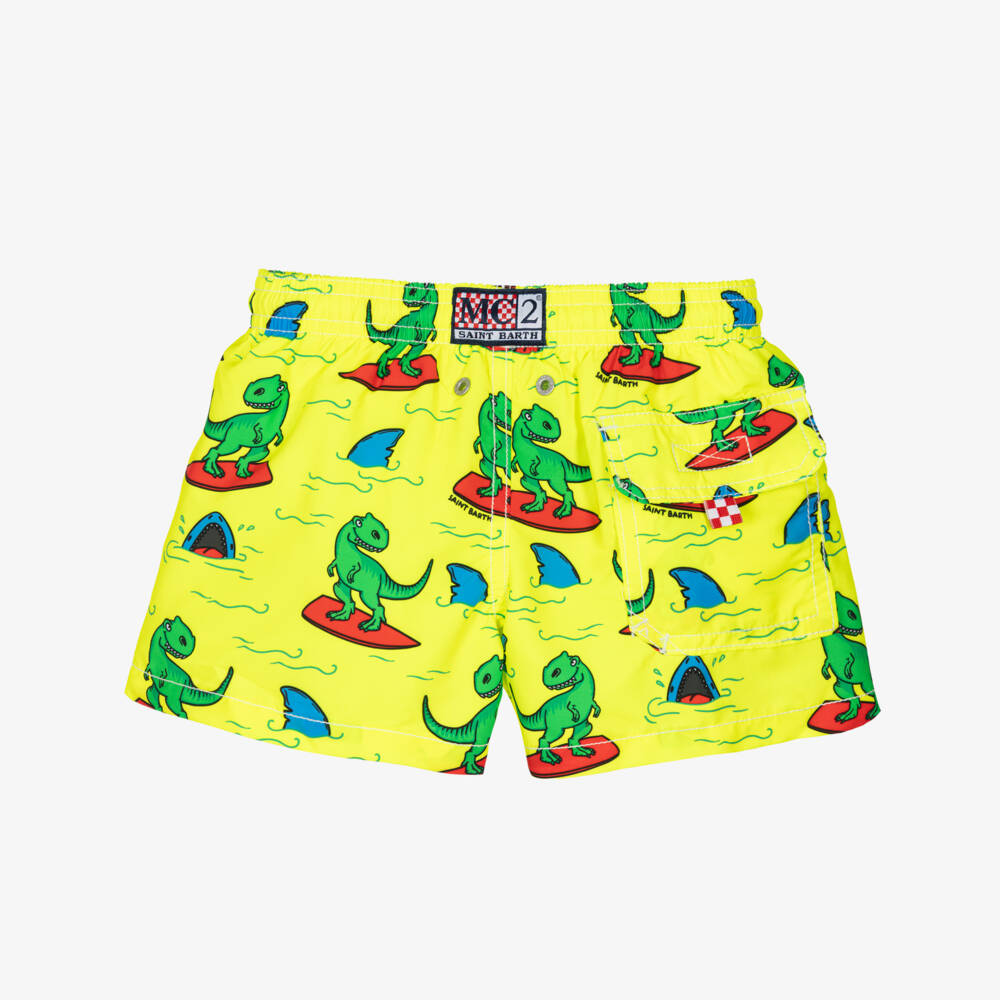 MC2 Saint Barth-Плавки-шорты жёлтые с динозаврами и акулами для мальчиков | Childrensalon