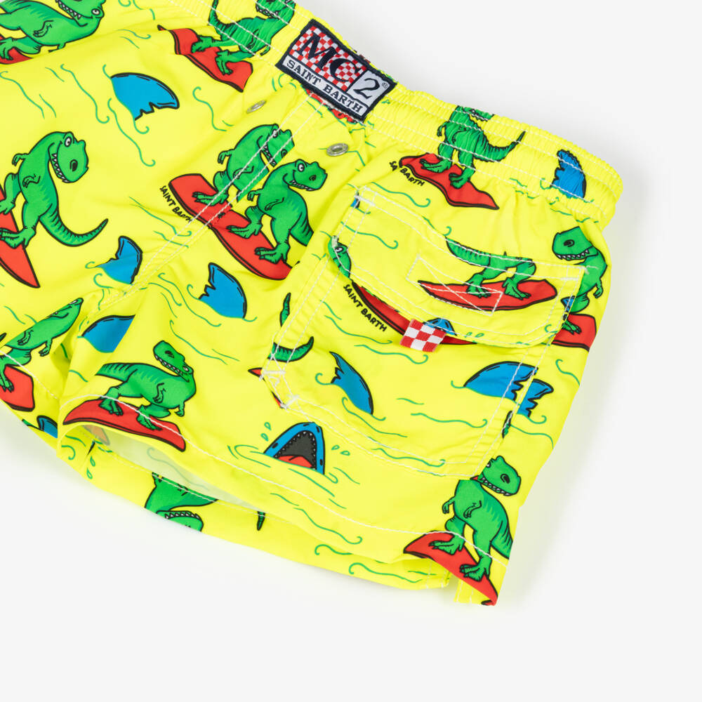 MC2 Saint Barth-Плавки-шорты жёлтые с динозаврами и акулами для мальчиков | Childrensalon