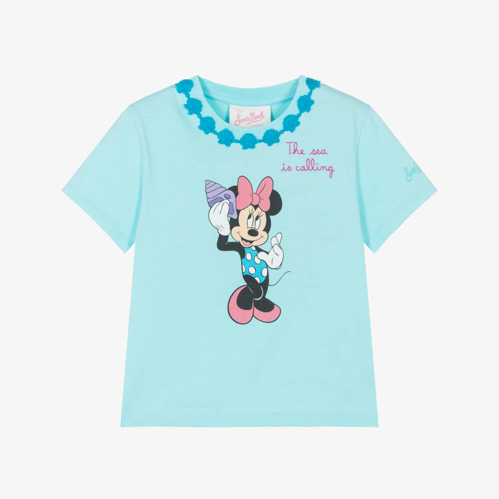 MC2 Saint Barth-Girls Blue Cotton Minnie Mouse T-Shirt | Childrensalon
