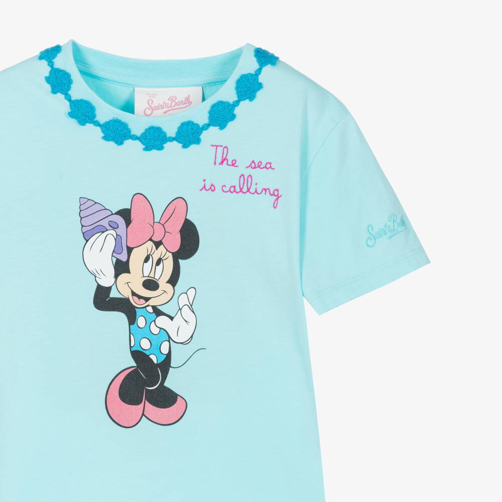 MC2 Saint Barth-Girls Blue Cotton Minnie Mouse T-Shirt | Childrensalon