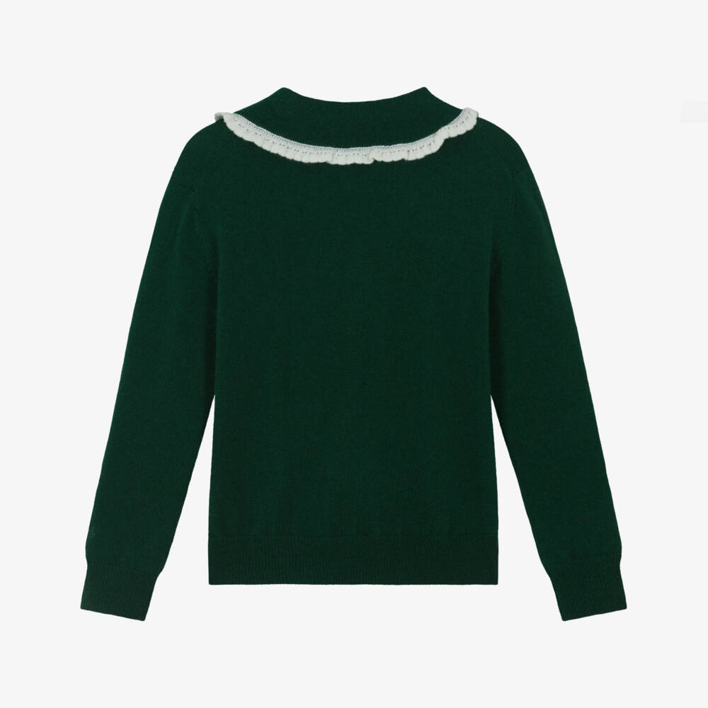MC2 Saint Barth-بلوفر محبوك بتصميم سنوبي لون أخضر غامق للبنات | Childrensalon