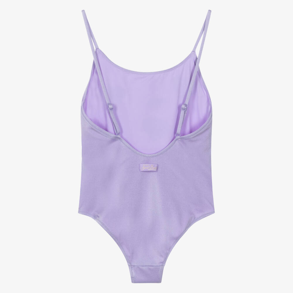 MC2 Saint Barth-مايوه لون بنفسجي ليلكي مزين بقلوب فضية لامعة للبنات | Childrensalon