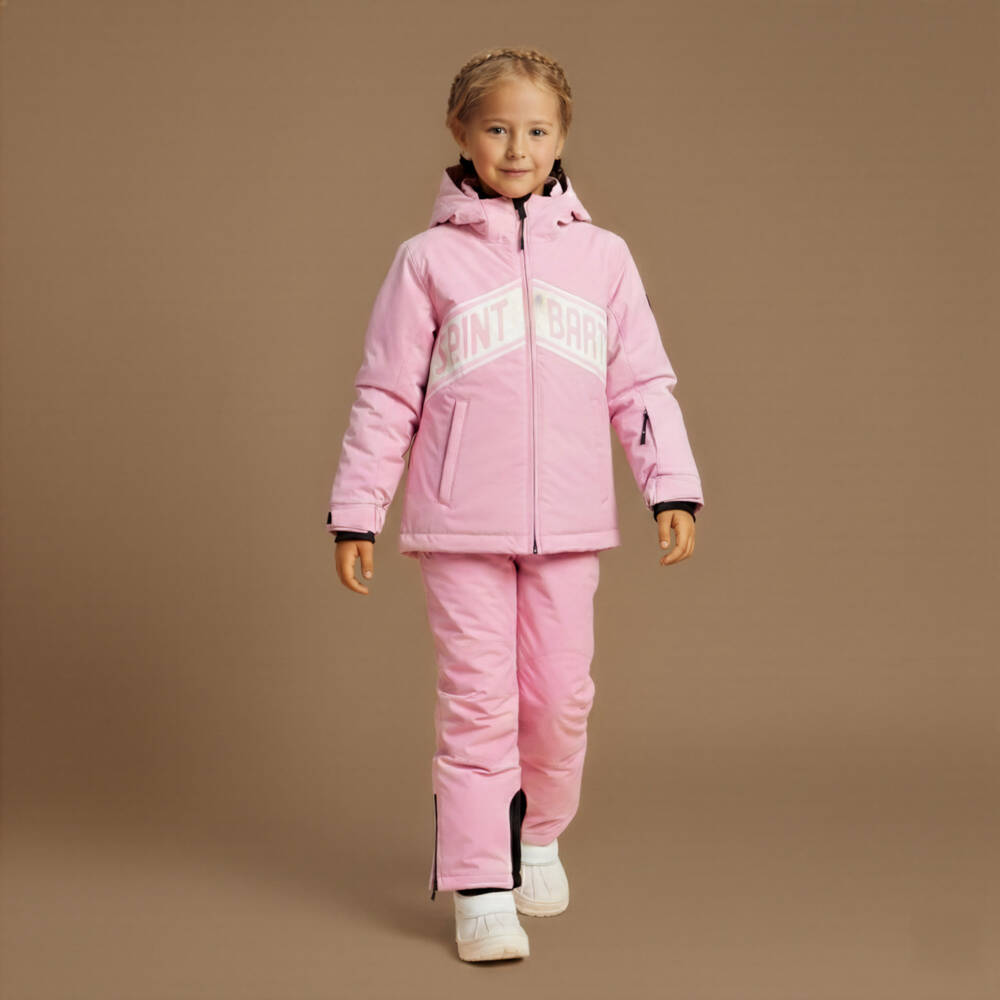 MC2 Saint Barth-Girls Pale Pink Hooded Ski Jacket with Recco Technology | Childrensalon