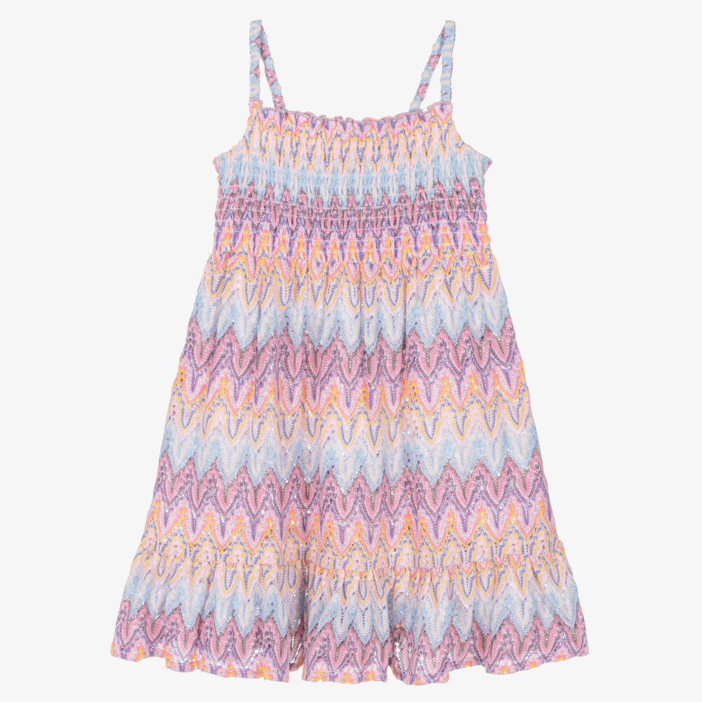 MC2 Saint Barth-Girls Pastel Pink Zigzag Beach Dress | Childrensalon