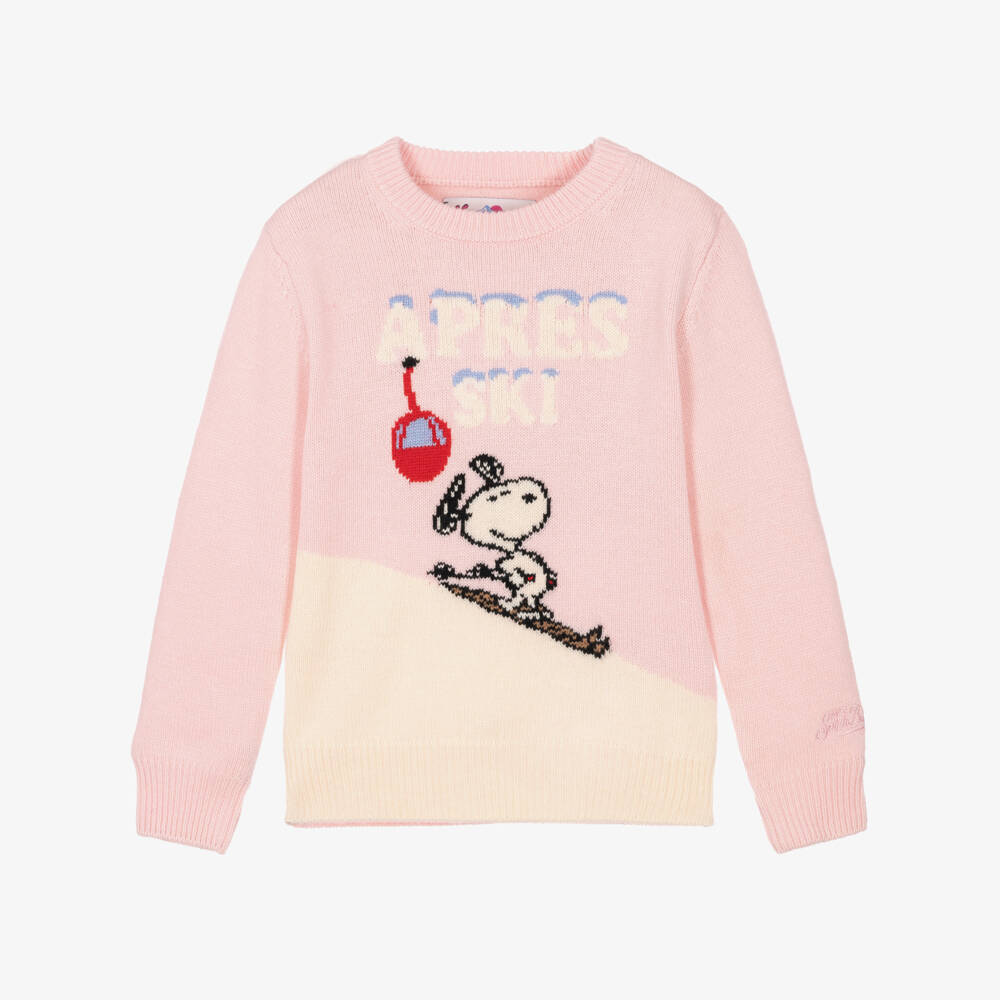 MC2 Saint Barth-Girls Pink Apres Ski Snoopy Sweater | Childrensalon