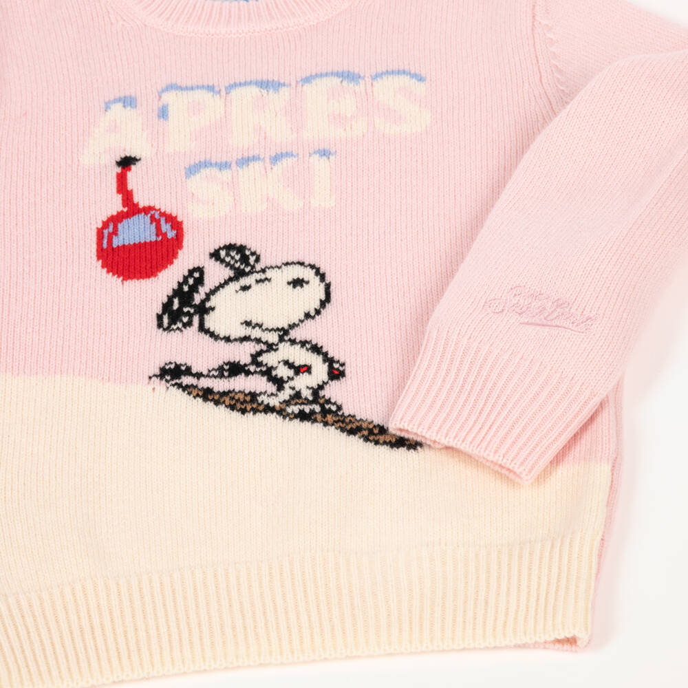 MC2 Saint Barth-Girls Pink Apres Ski Snoopy Sweater | Childrensalon