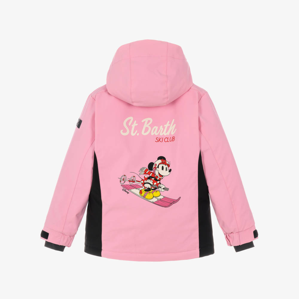 MC2 Saint Barth-Girls Pink Minnie Mouse Print Technical Ski Jacket | Childrensalon