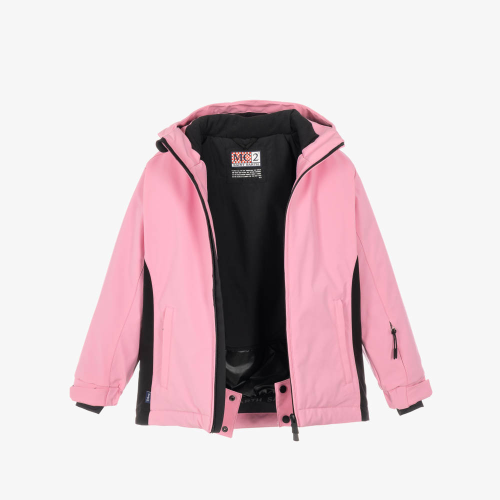 MC2 Saint Barth-Girls Pink Minnie Mouse Print Technical Ski Jacket | Childrensalon