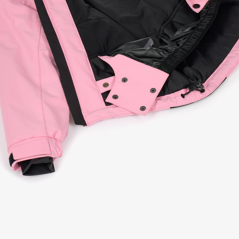 MC2 Saint Barth-Girls Pink Minnie Mouse Print Technical Ski Jacket | Childrensalon