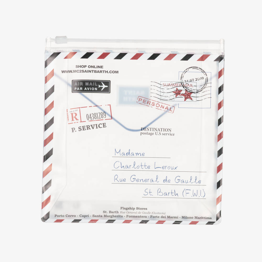 MC2 Saint Barth-بكيني بكتف واحد لون زهري وأبيض للبنات | Childrensalon