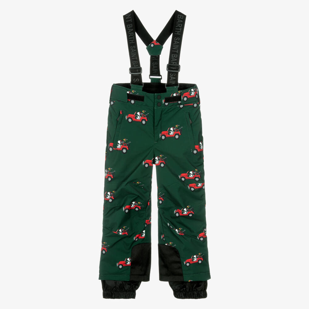 MC2 Saint Barth-Лыжные брюки технические зеленые и черные Снупи | Childrensalon