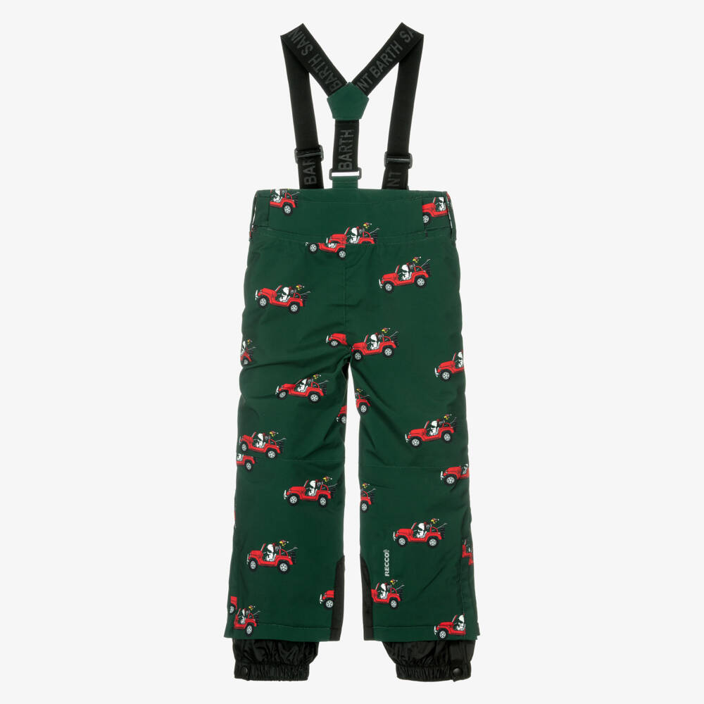 MC2 Saint Barth-Лыжные брюки технические зеленые и черные Снупи | Childrensalon