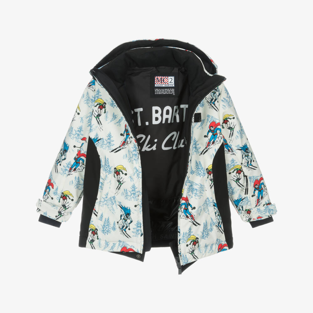 MC2 Saint Barth-Кремовая и черная лыжная куртка DC Super Hero для мальчиков | Childrensalon