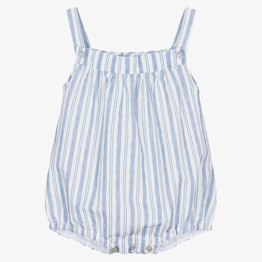 Mebi-Baby Boys Blue Striped Seersucker Shortie | Childrensalon