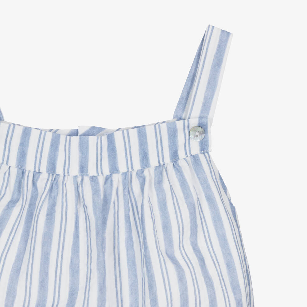 Mebi-Baby Boys Blue Striped Seersucker Shortie | Childrensalon