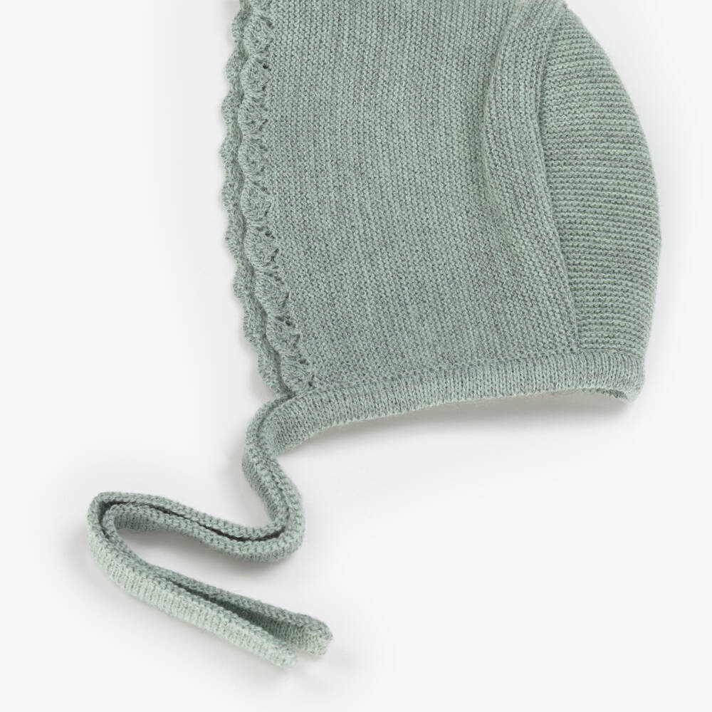 Mebi-Baby Girls Green Knitted Bonnet | Childrensalon