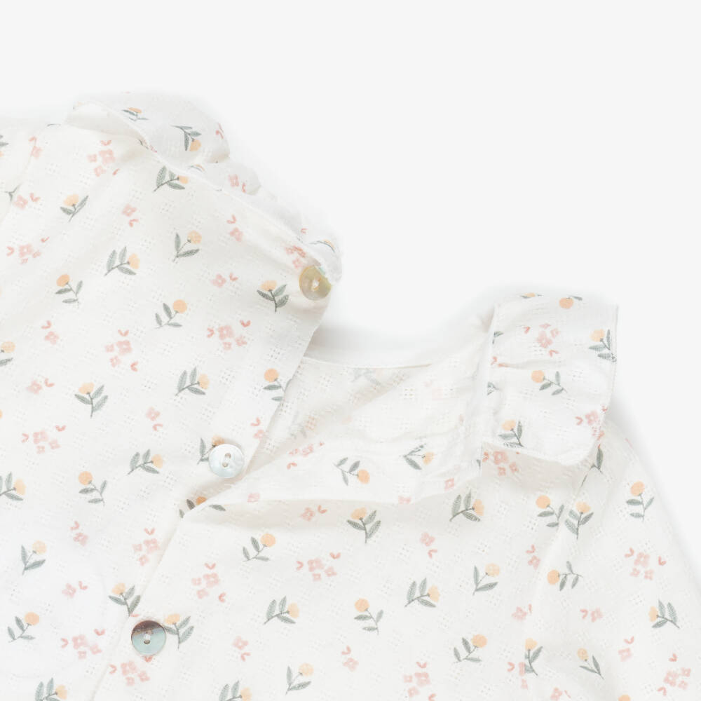 Mebi-Baby Girls Pink Cotton Knit Shortie Set with Floral Print | Childrensalon