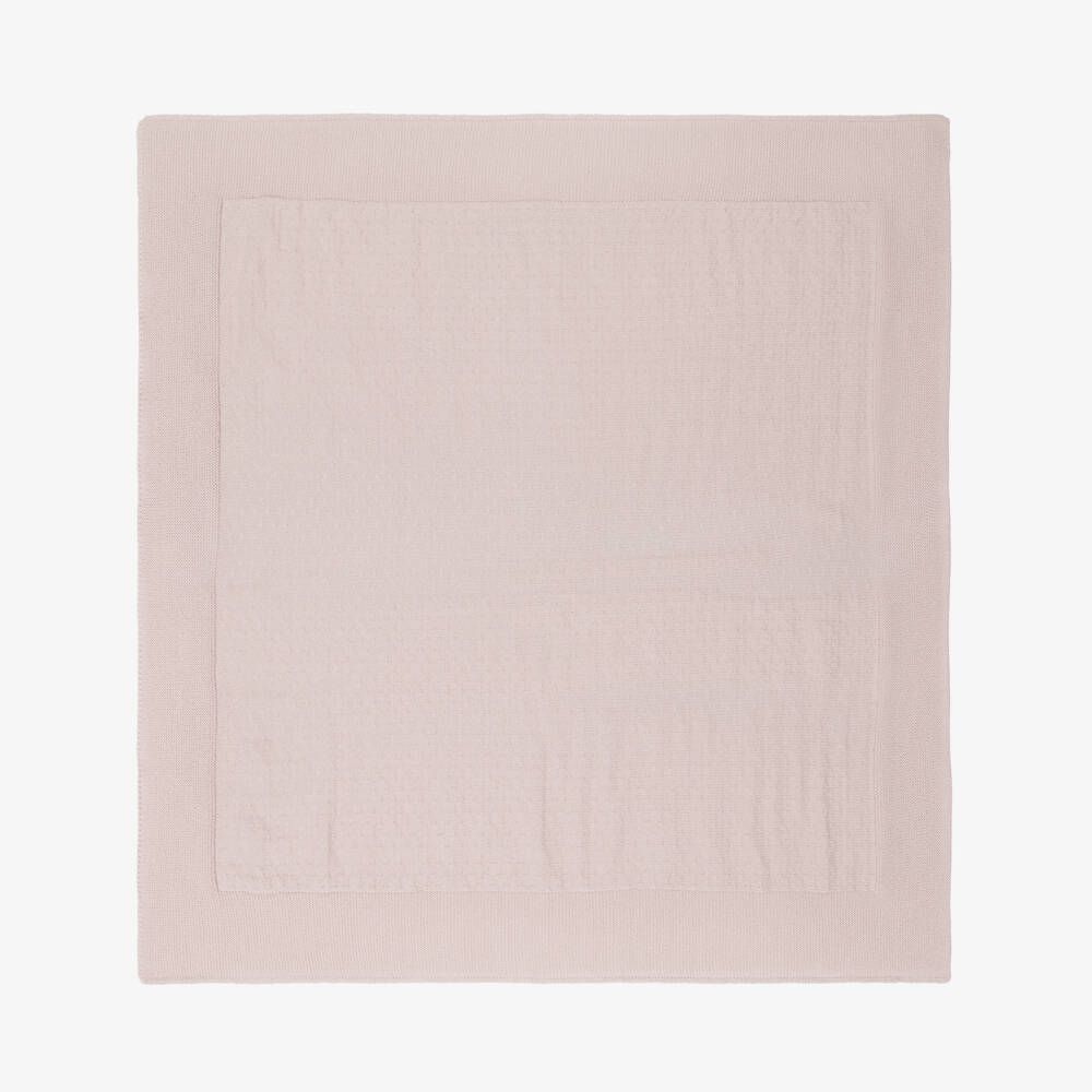 Mebi-Baby Girls Pink Knitted Blanket with Textured Pattern (93cm) | Childrensalon