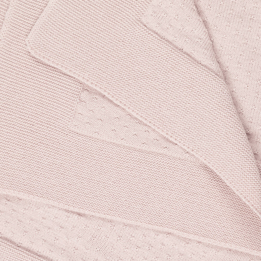 Mebi-Baby Girls Pink Knitted Blanket with Textured Pattern (93cm) | Childrensalon