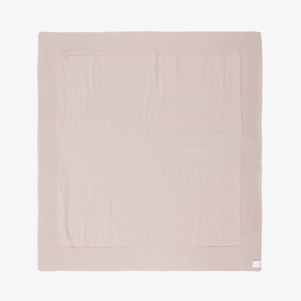 Mebi-Baby Girls Pink Knitted Blanket with Textured Pattern (93cm) | Childrensalon