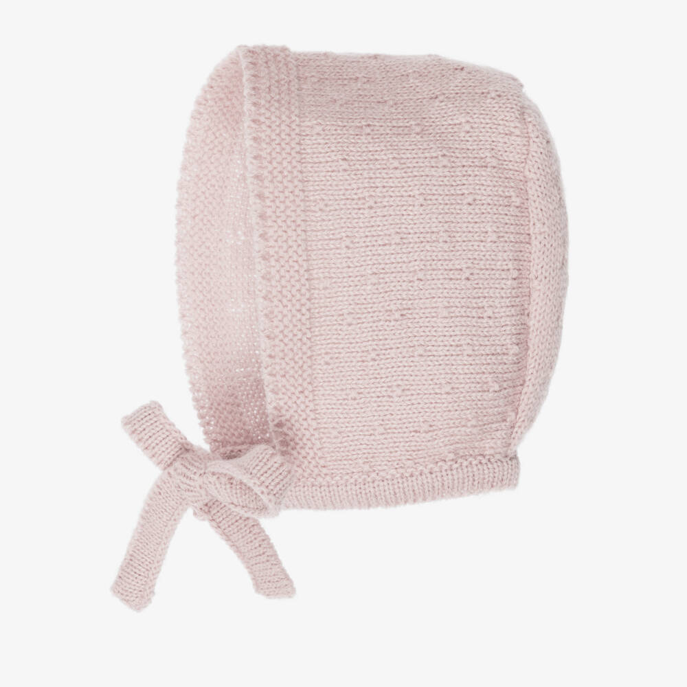 Mebi-Baby Girls Pink Knitted Bonnet | Childrensalon