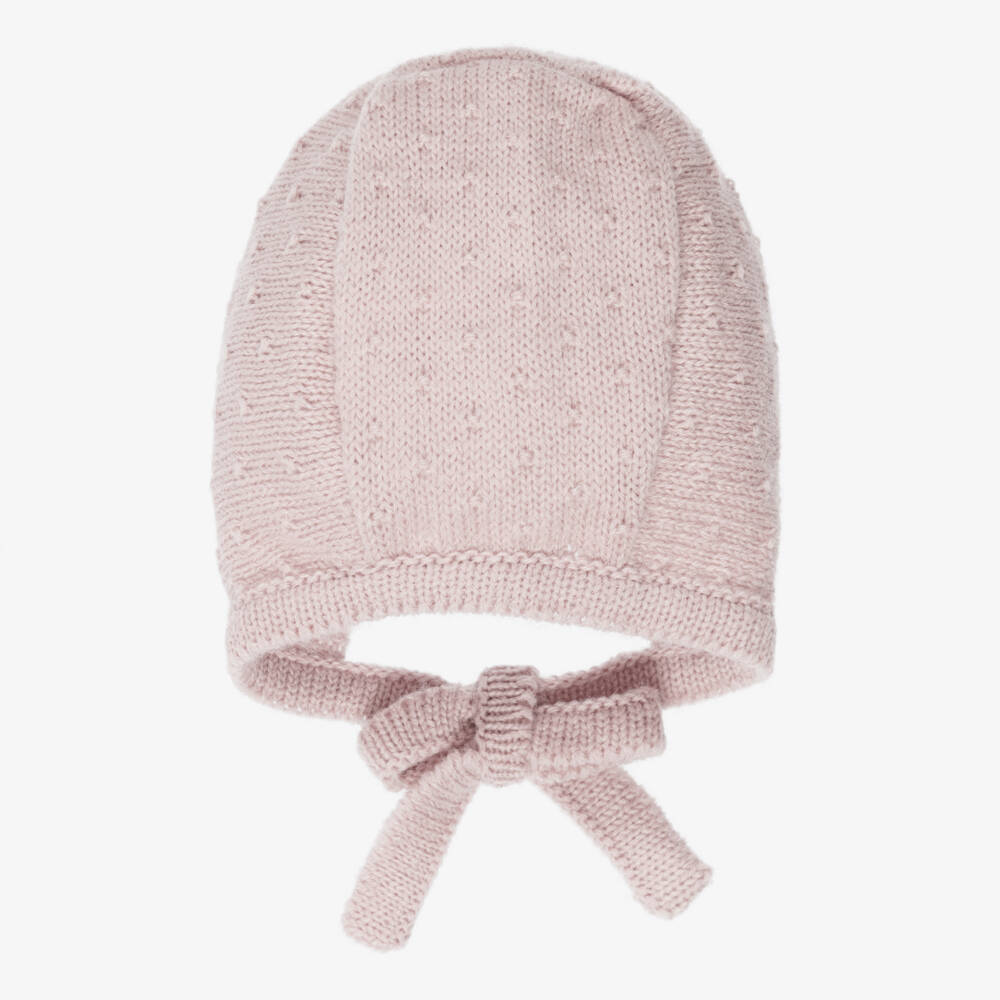 Mebi-Baby Girls Pink Knitted Bonnet | Childrensalon