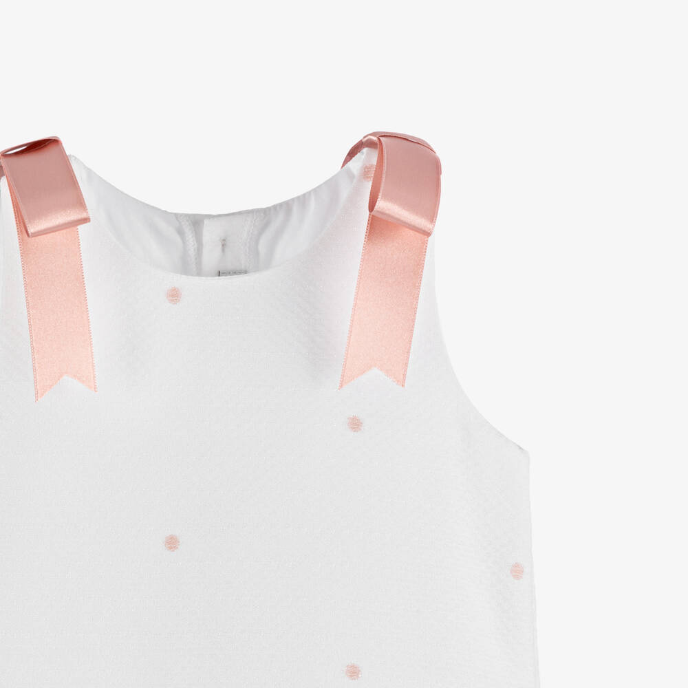 Mebi-Baby Girls White Shortie with Pink Satin Bows | Childrensalon