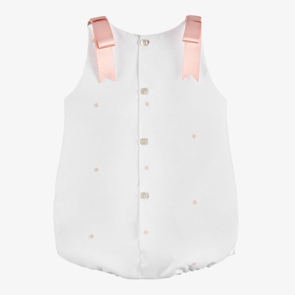 Mebi-Baby Girls White Shortie with Pink Satin Bows | Childrensalon