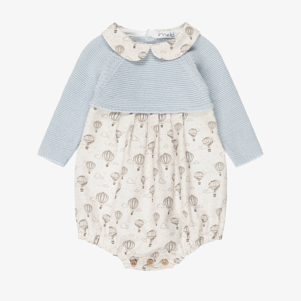 Mebi-Boys Blue & Beige Balloon Print Shortie | Childrensalon