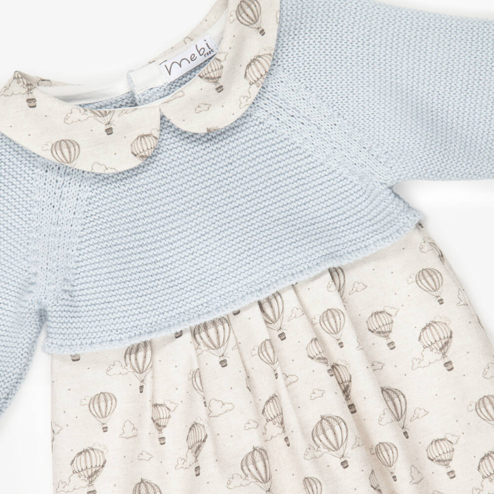 Mebi-Boys Blue & Beige Balloon Print Shortie | Childrensalon