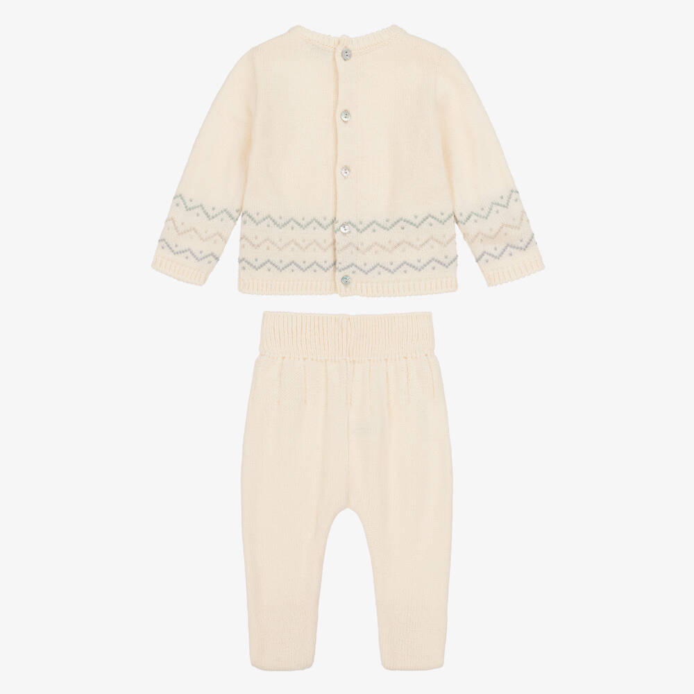 Mebi-Комбинезон из двух частей кремовый трикотажный Fair Isle для мальчиков | Childrensalon