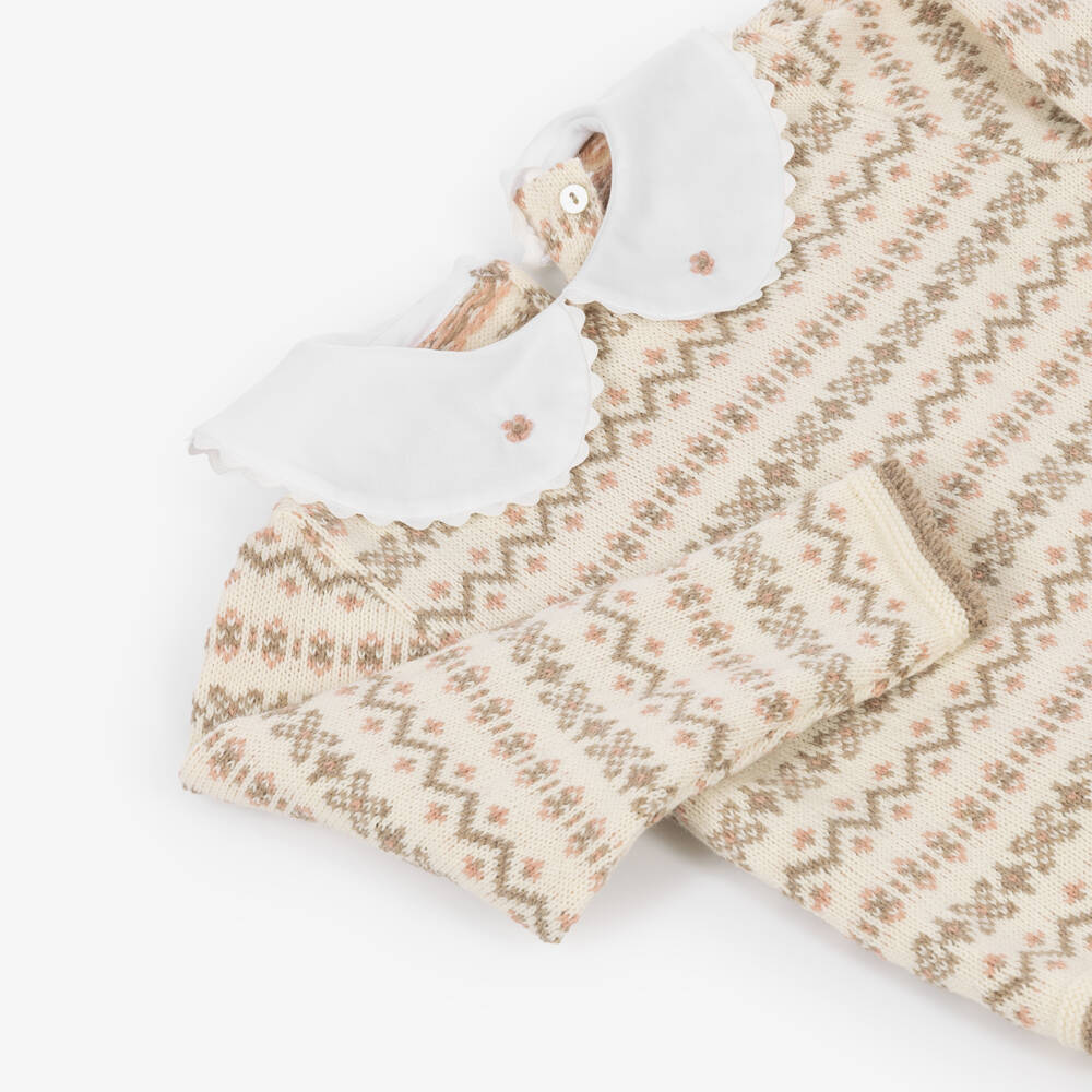 Mebi-Girls Beige Sweater & Needlecord Trouser Set | Childrensalon