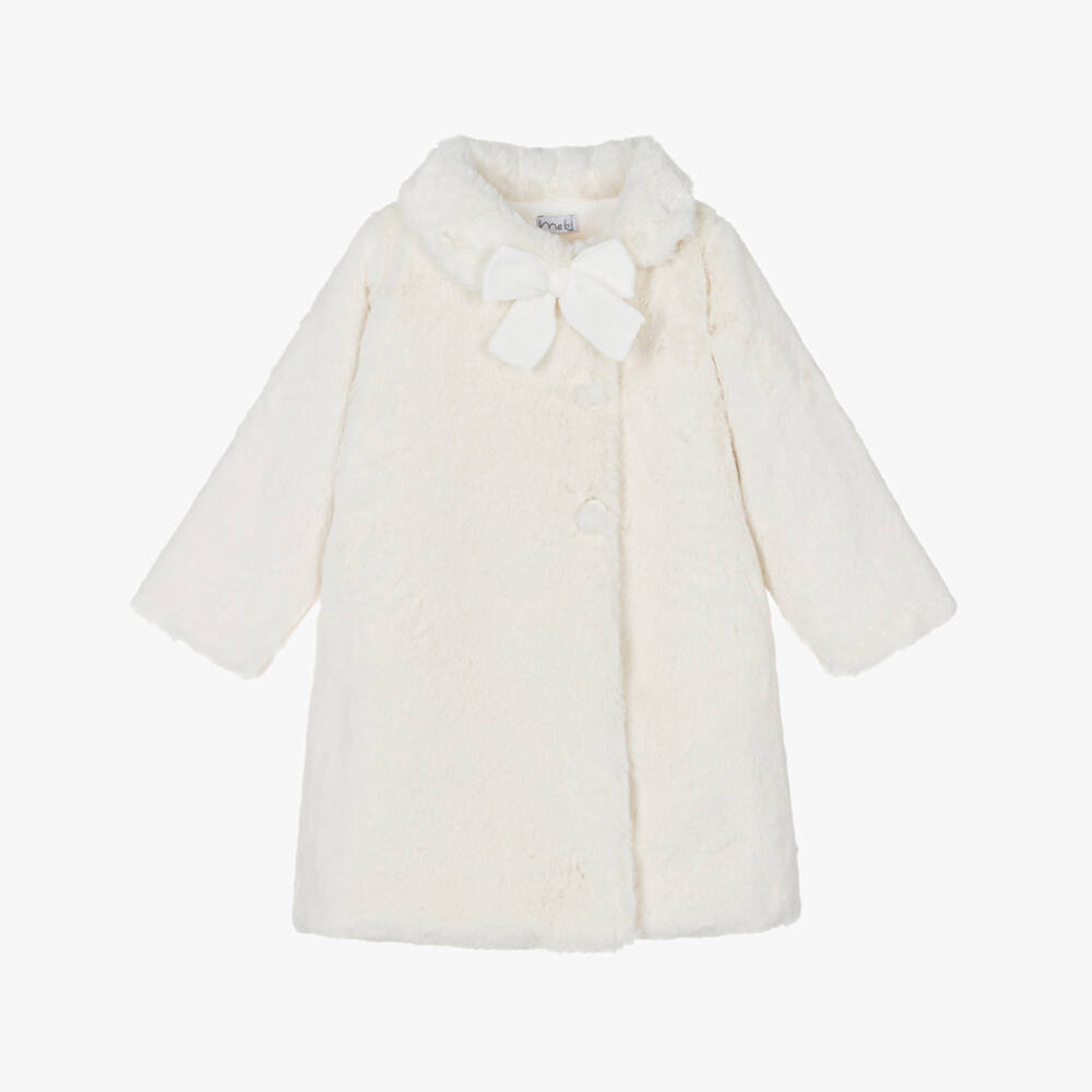 Mebi-Girls Ivory Faux Fur Coat | Childrensalon