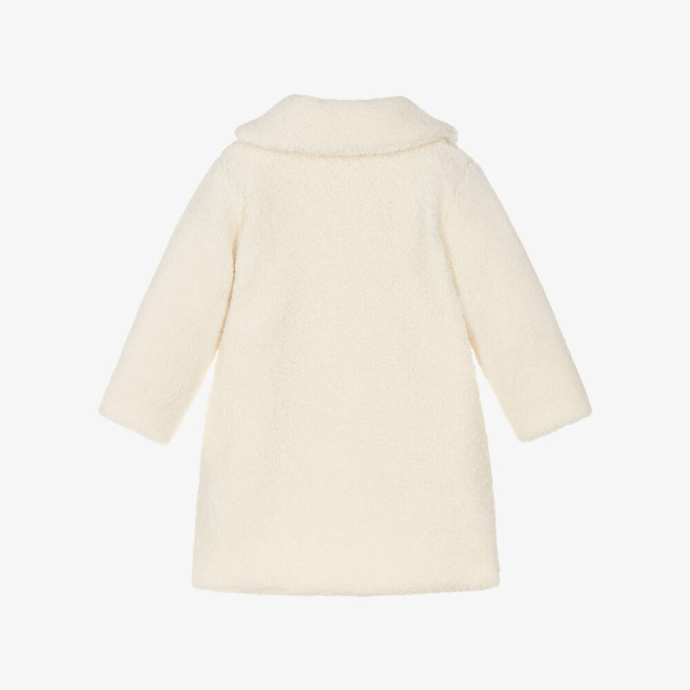 Mebi-Girls Ivory Sherpa Fleece Coat | Childrensalon