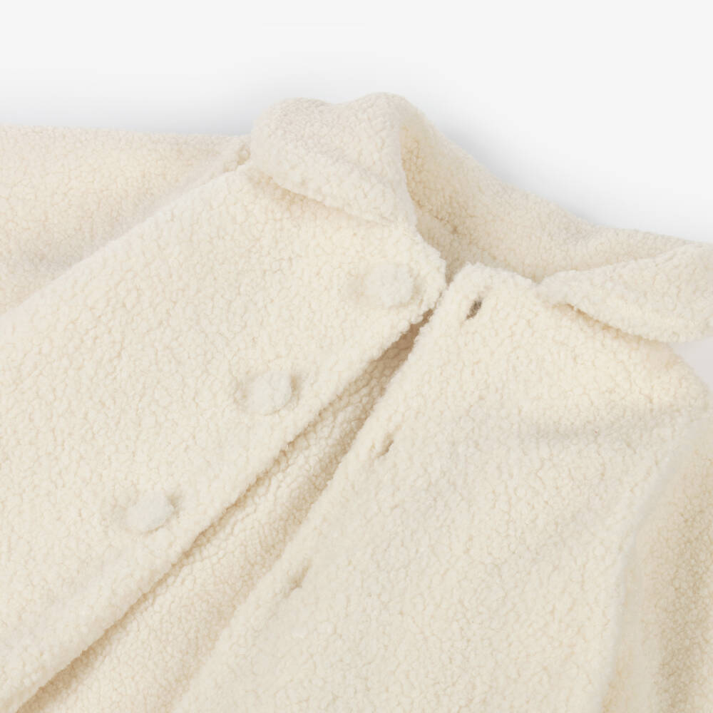 Mebi-Girls Ivory Sherpa Fleece Coat | Childrensalon