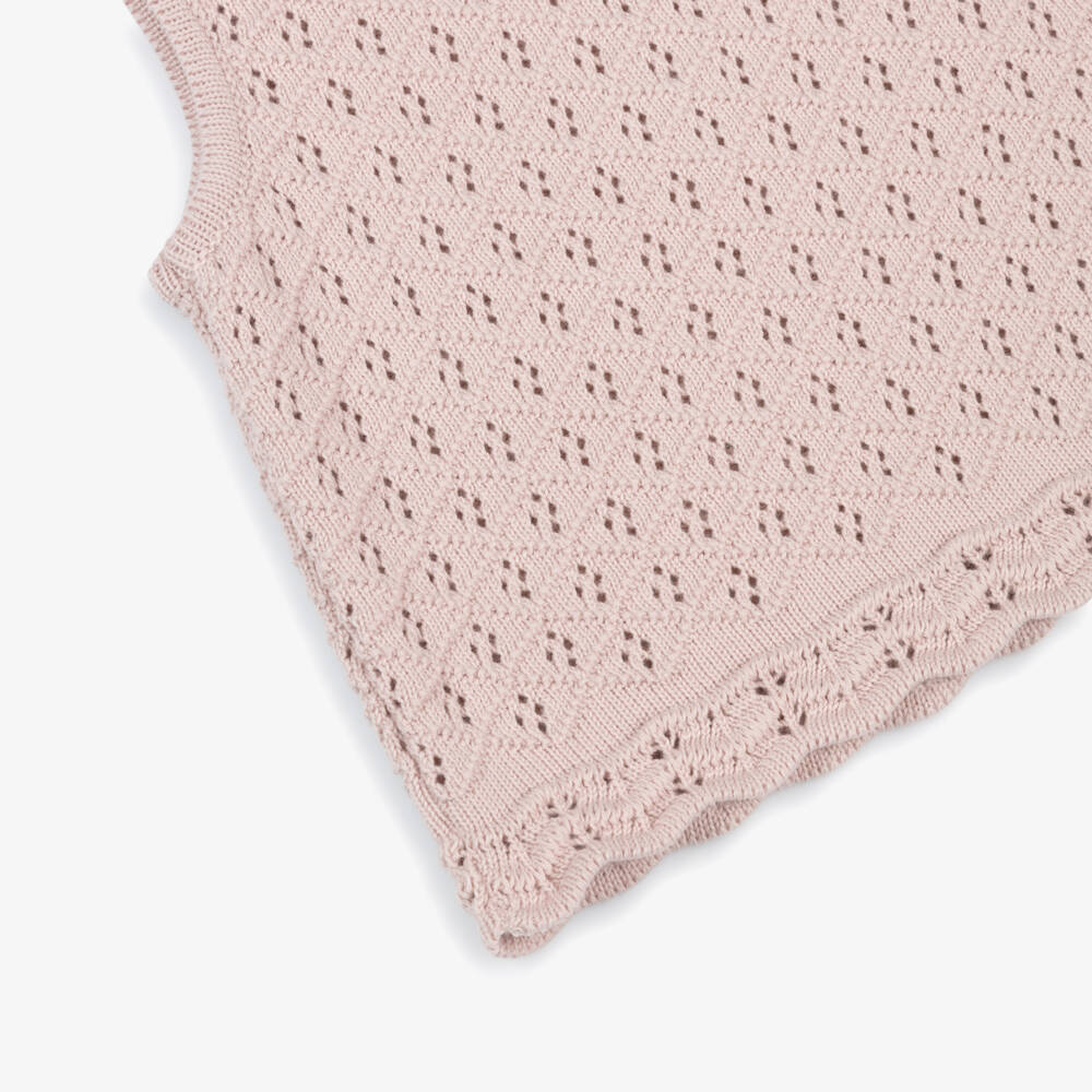 Mebi-Girls Pink Cotton & Knitted Shorts Set with Cherry Print | Childrensalon