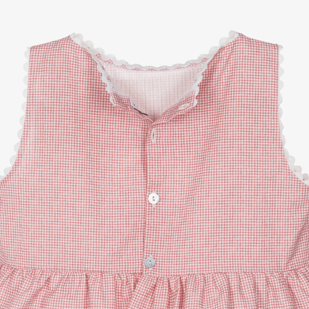 Mebi-Girls Pink Gingham Check Wide-Leg Trouser Set | Childrensalon