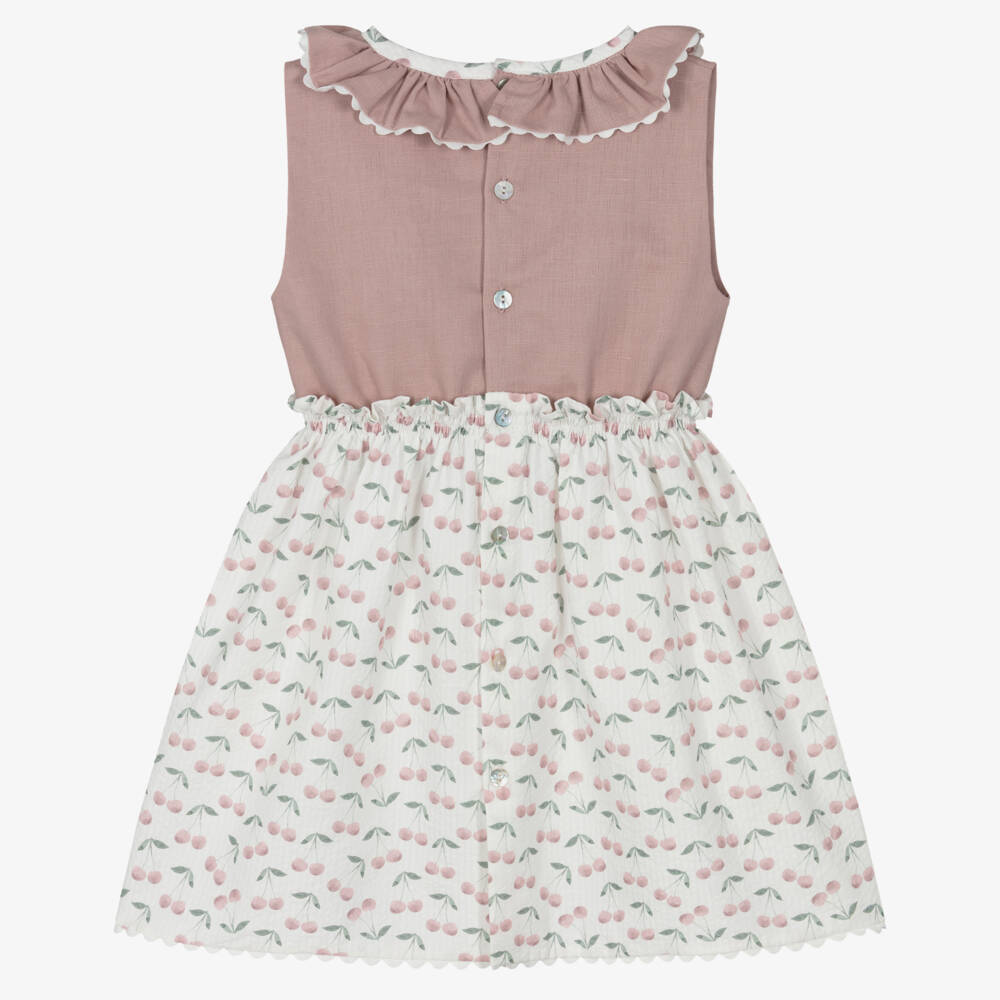 Mebi-Girls Pink & White Cherry Print Sleeveless Dress | Childrensalon