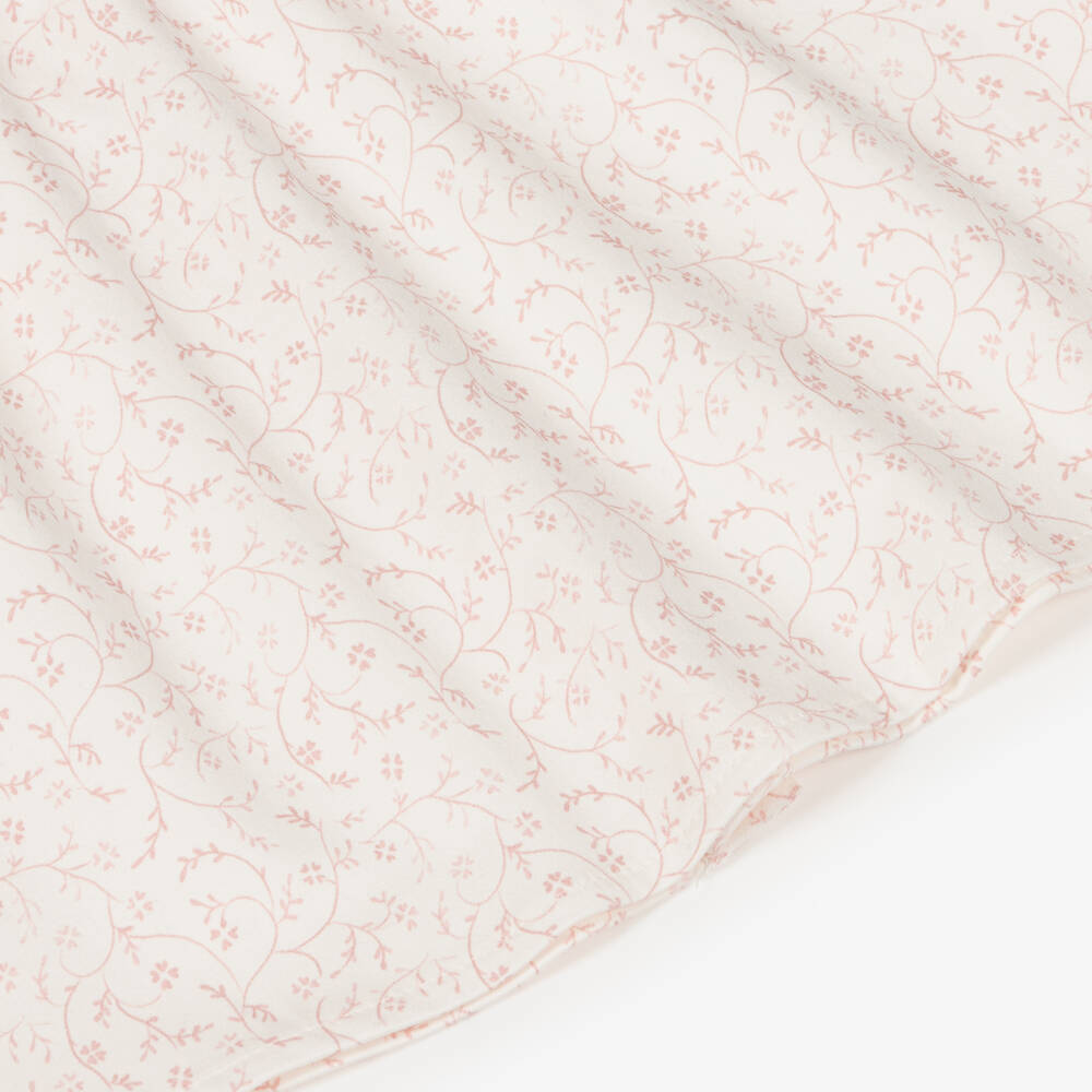 Mebi-Girls White & Pink Floral Cotton Dress | Childrensalon