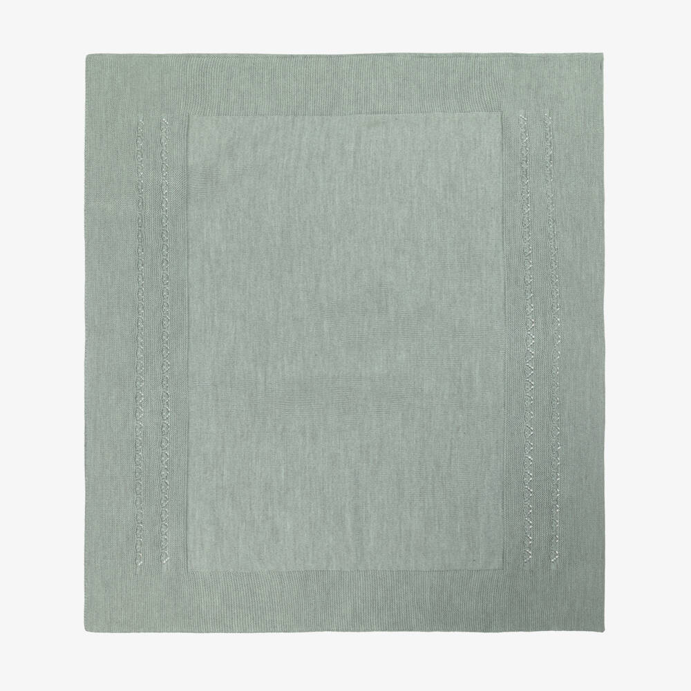 Mebi-Green Knitted Baby Blanket (93cm) | Childrensalon