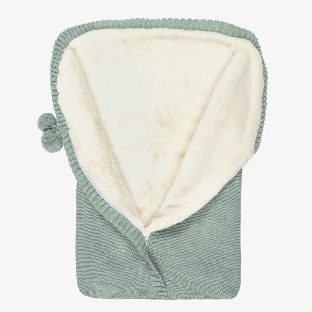Mebi-Green Knitted Nest with Faux Fur Lining (62cm) | Childrensalon