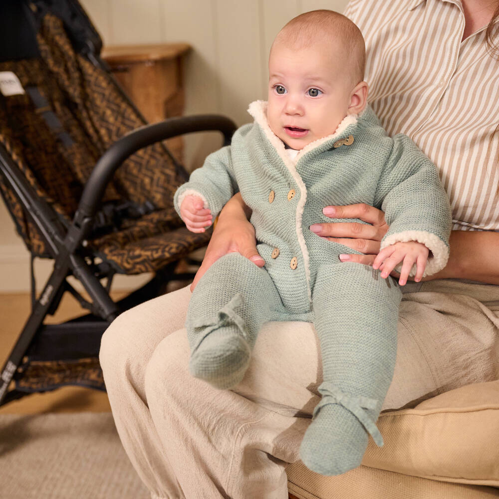 Mebi-أفرول شتوي محبوك فليس شيربا لون أخضر | Childrensalon