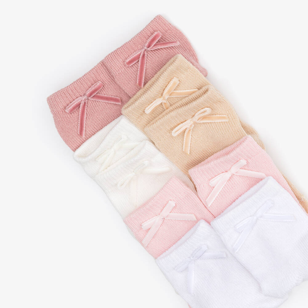 Meia Pata-Baby Girls & Pink Beige Socks (5 Pack) | Childrensalon