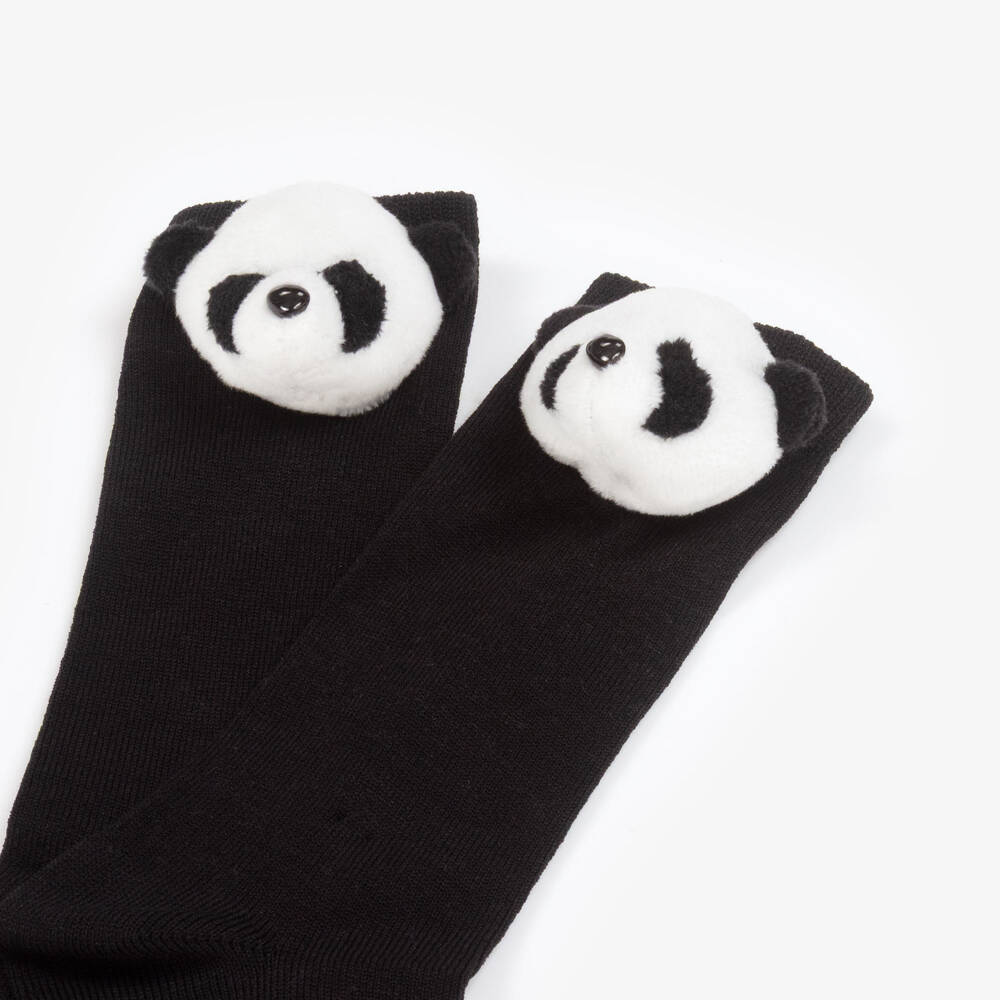 Meia Pata-Гольфы черные с мотивом панды | Childrensalon