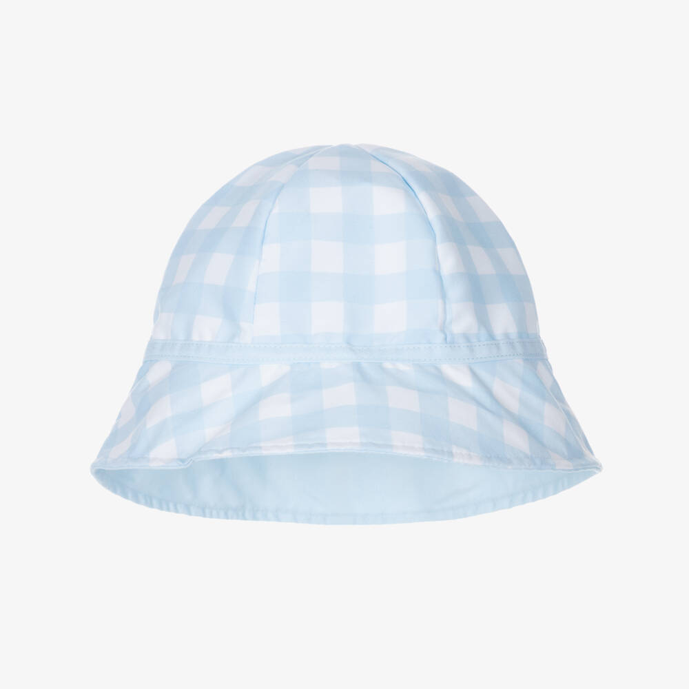 Meia Pata-قبعة شمس بنقشة مربعات لون أبيض وأزرق للأولاد | Childrensalon