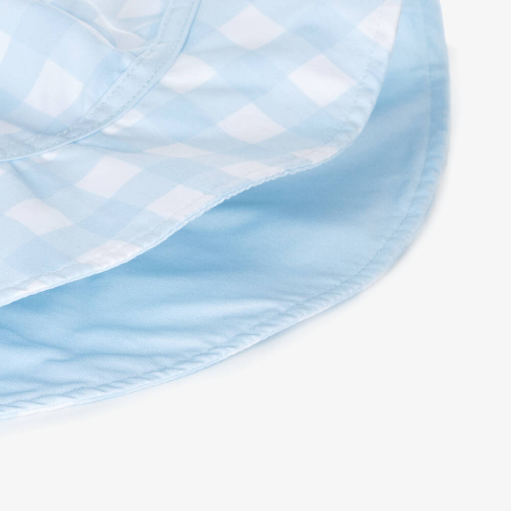 Meia Pata-قبعة شمس بنقشة مربعات لون أبيض وأزرق للأولاد | Childrensalon